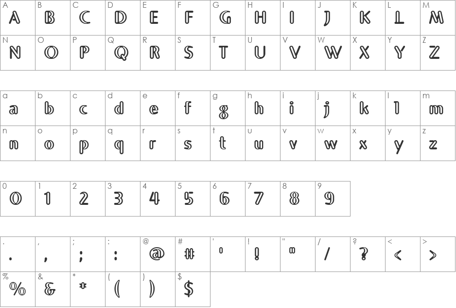Chape font character map preview