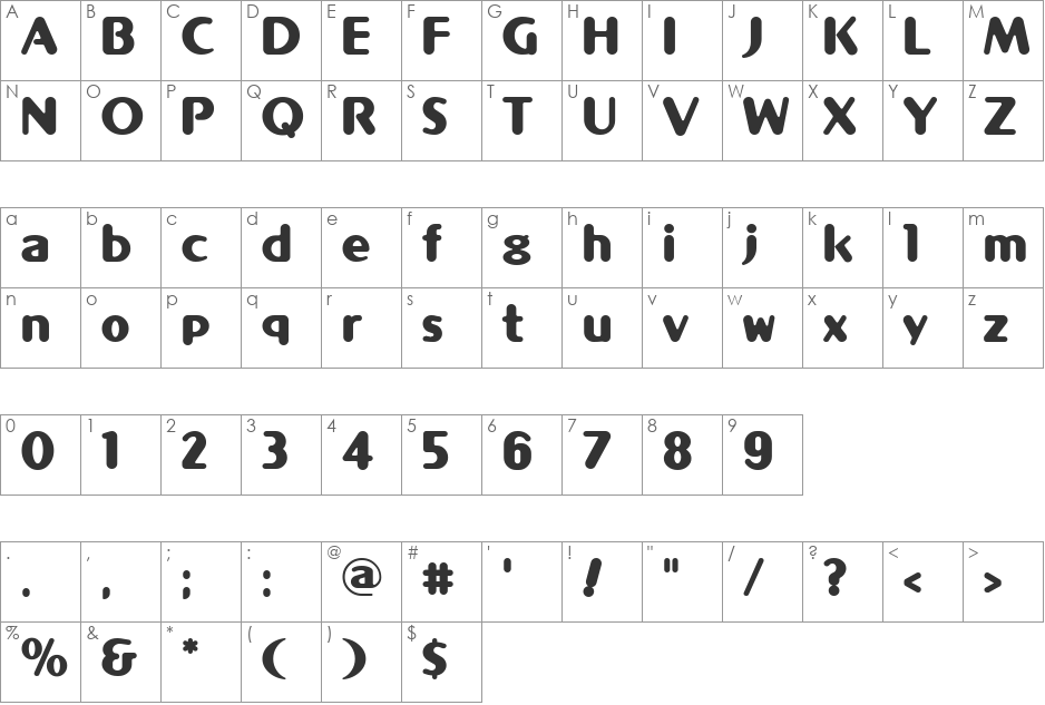 CHAPE1AL font character map preview
