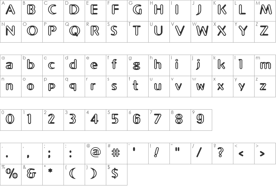CHAPE2AL font character map preview