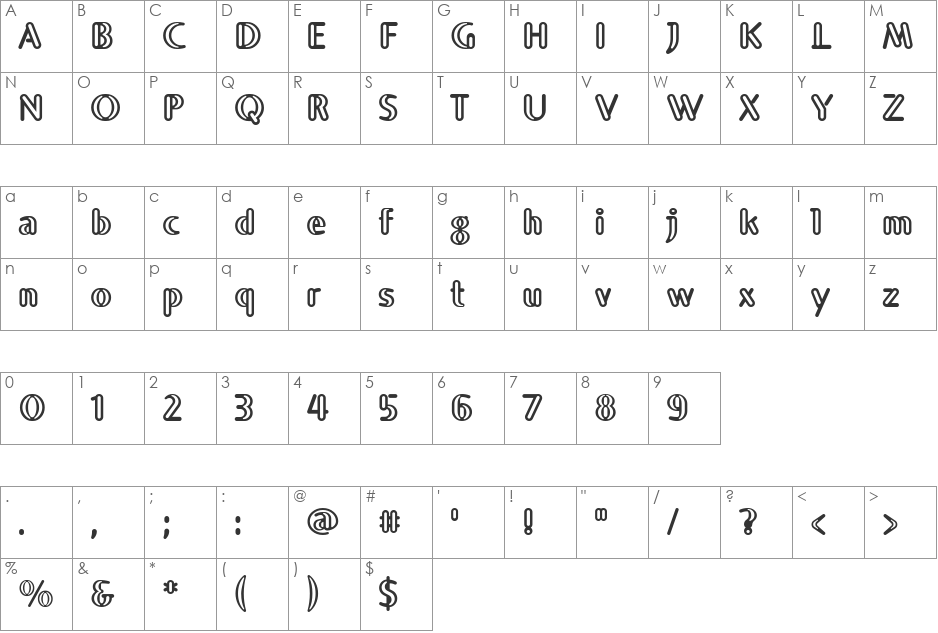 Chapeopen font character map preview