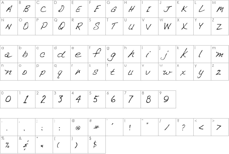 Chapman font character map preview