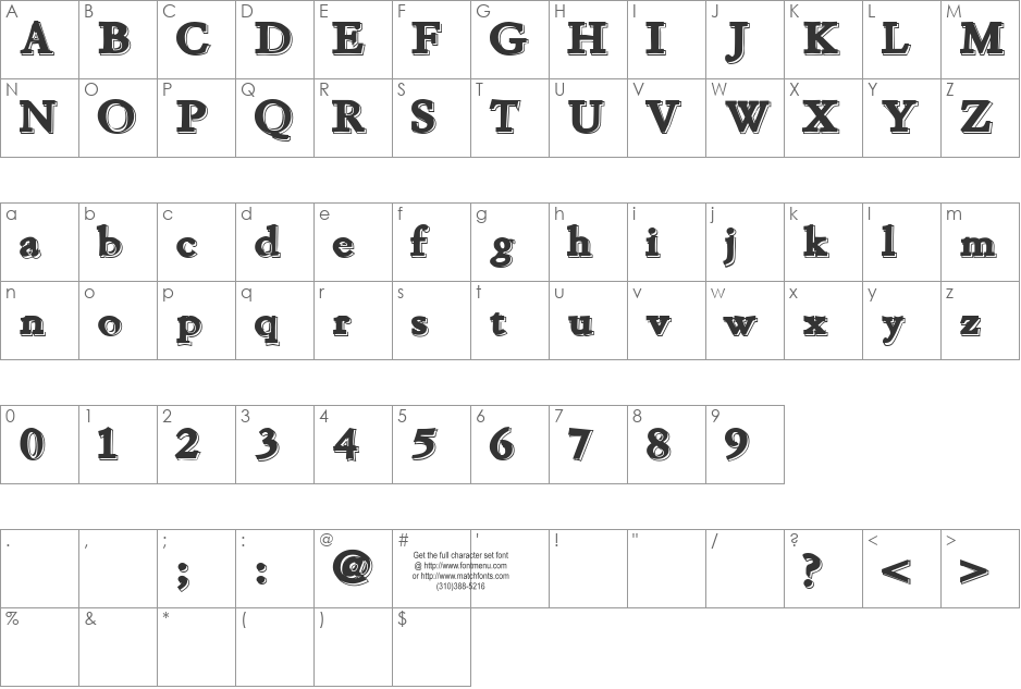 Chapou Relief Tryout font character map preview