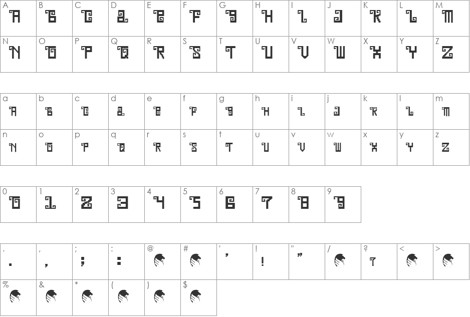 Chapultepec font character map preview