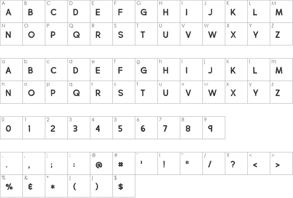 Charbroil font character map preview