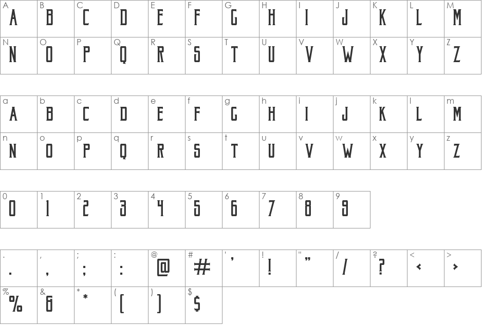 Akura Popo font character map preview