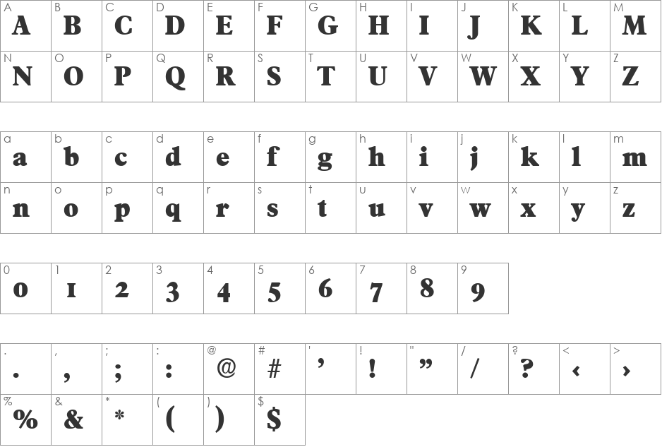 CharlesBecker-Heavy font character map preview