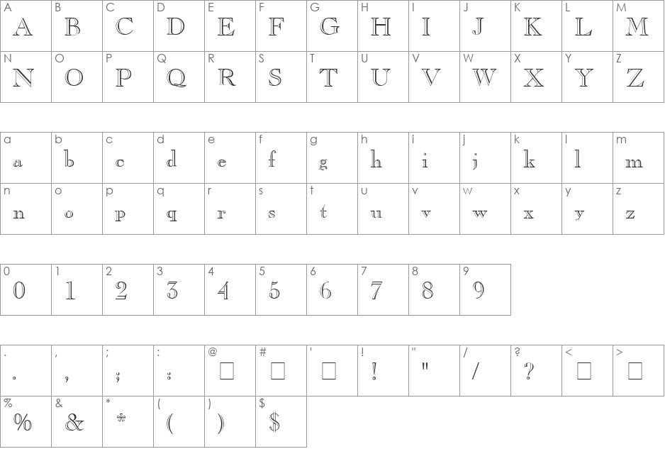 CharlesOpen font character map preview