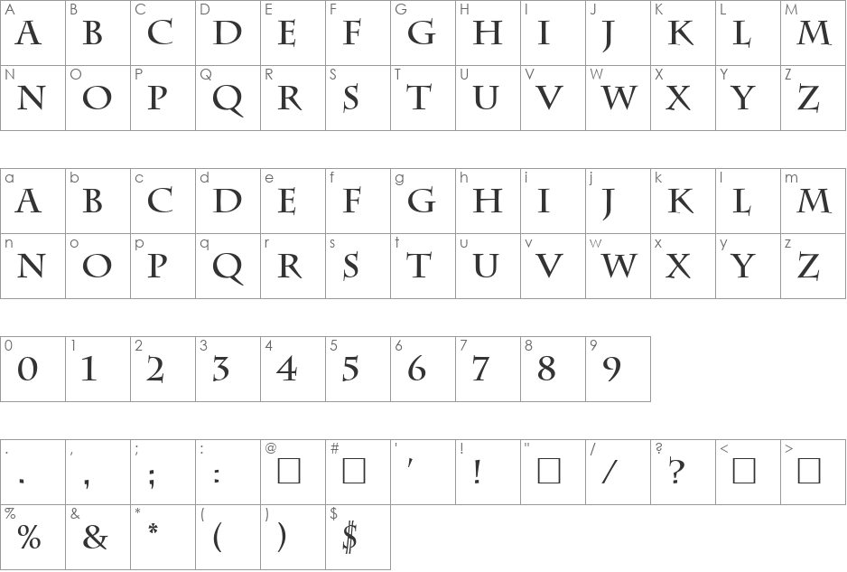 Charlesworth font character map preview