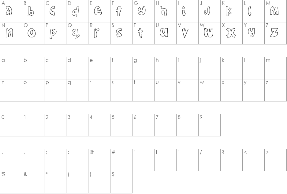 Charley font character map preview