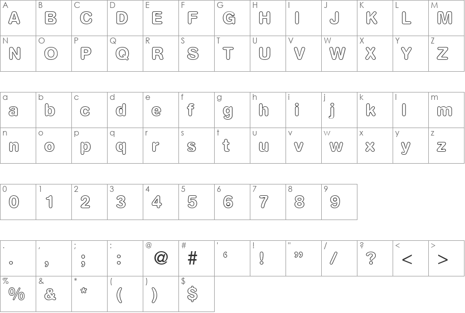AkzentRoundedOut font character map preview