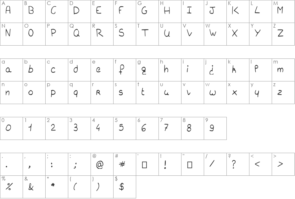 charliebubblesimple font character map preview