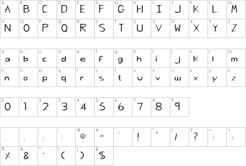 Charlie_Chan font character map preview