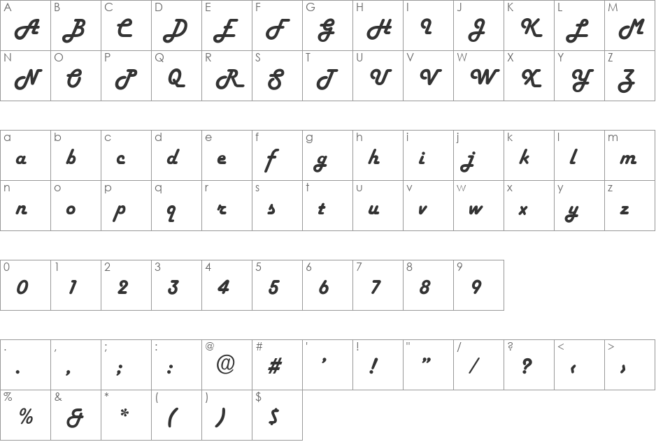 CharlotteBecker font character map preview