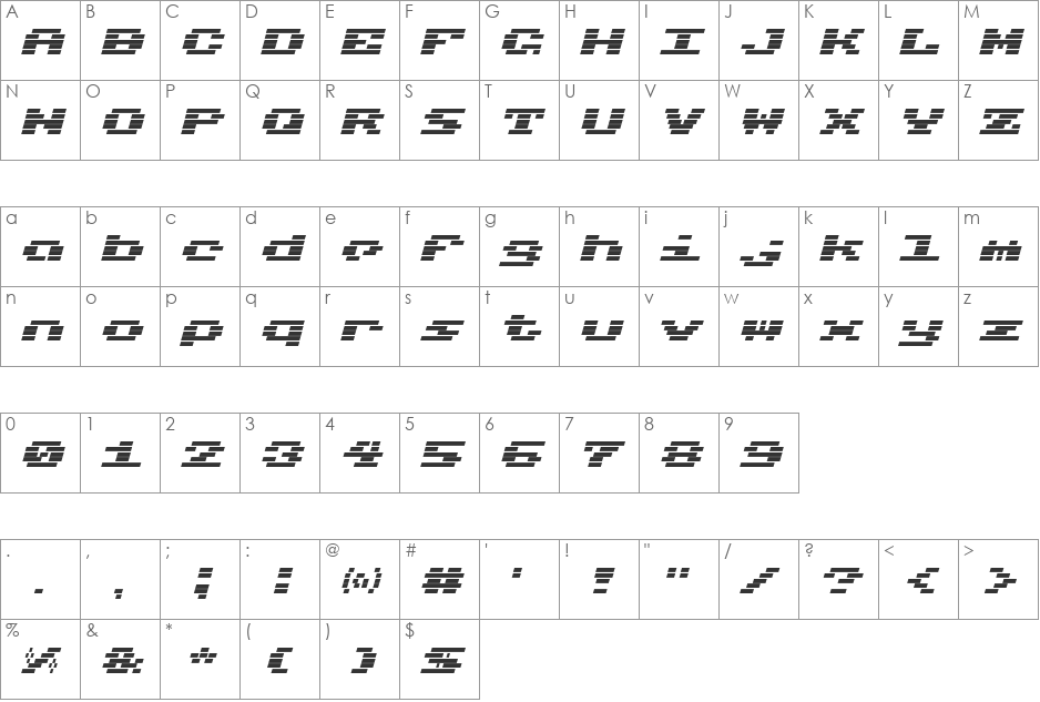 Charmset font character map preview