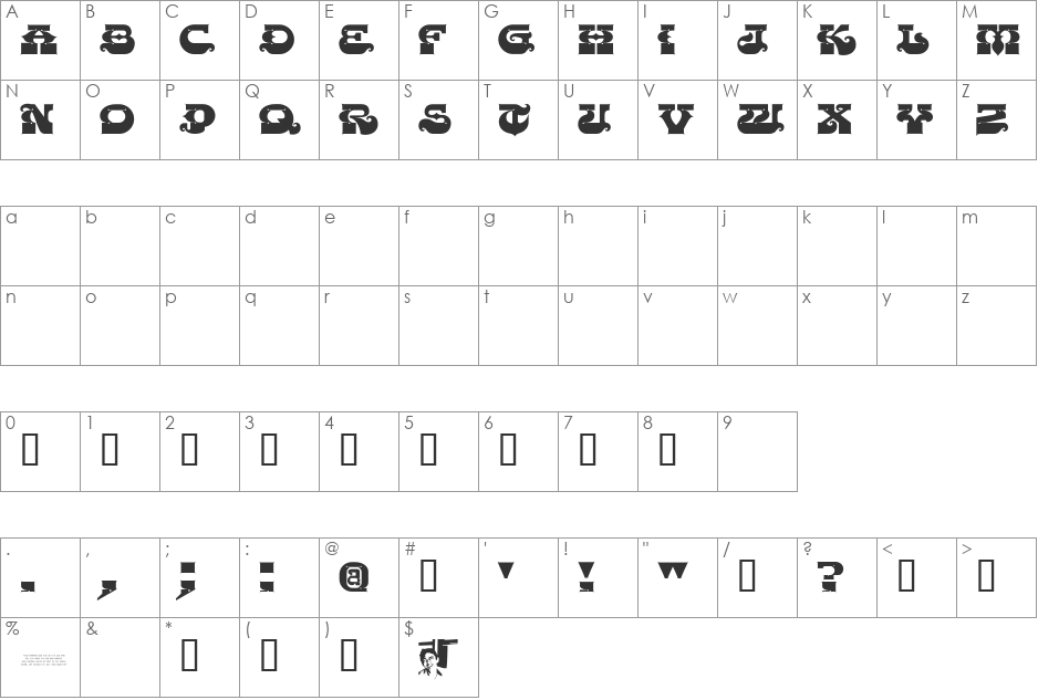 CHASE ZEN PUNJABI font character map preview