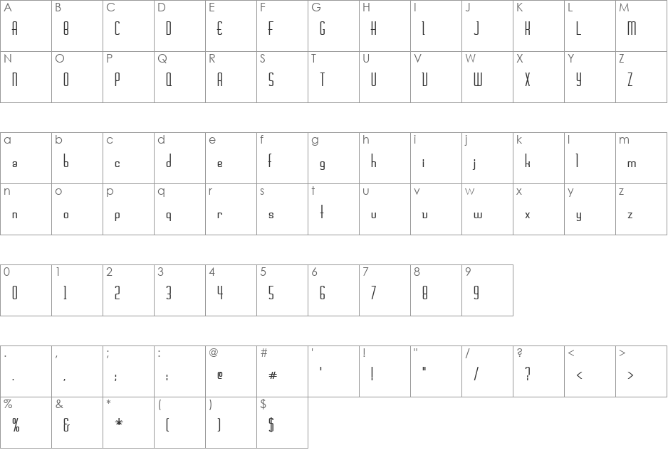 Chasline-Bold font character map preview