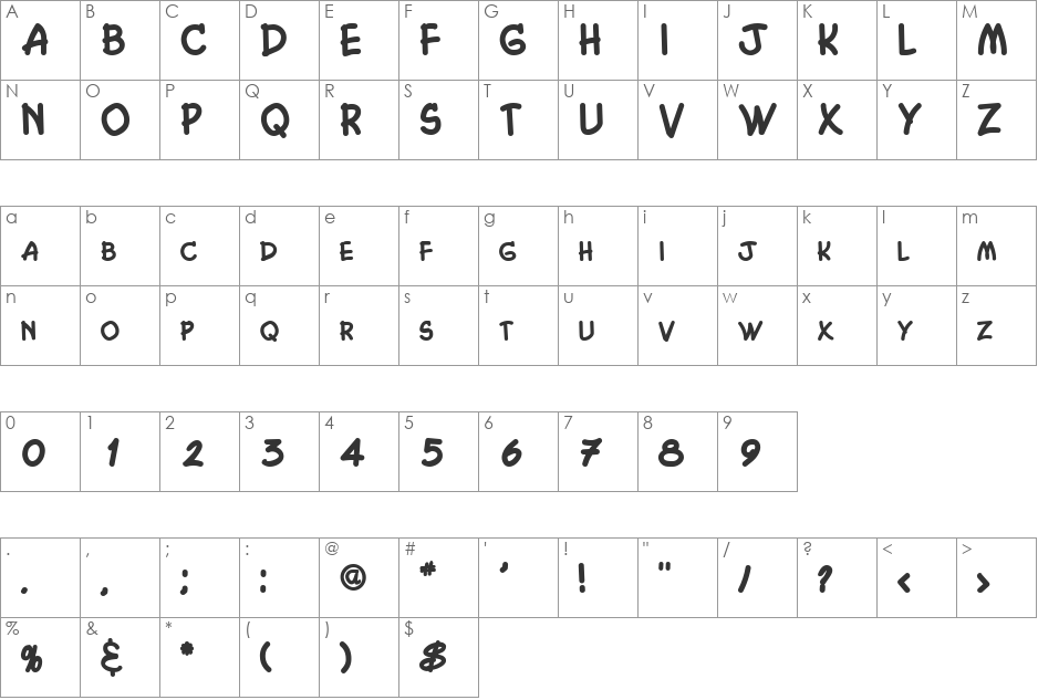 Chasm font character map preview