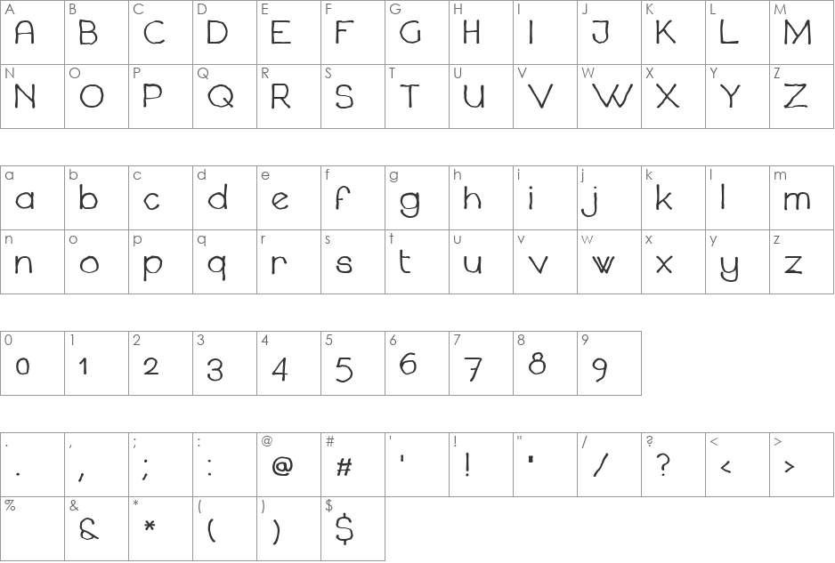Chavenir font character map preview