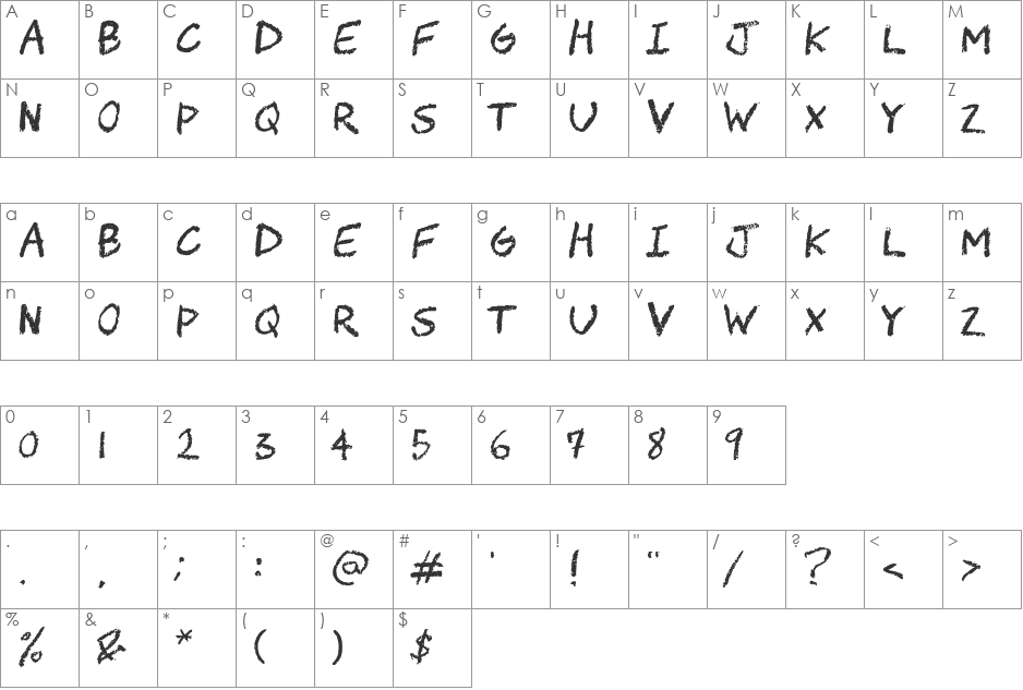 CHAWP font character map preview