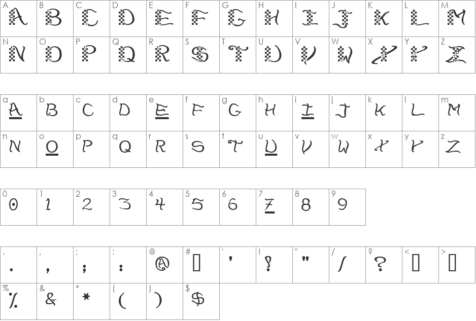 CheckerHat font character map preview
