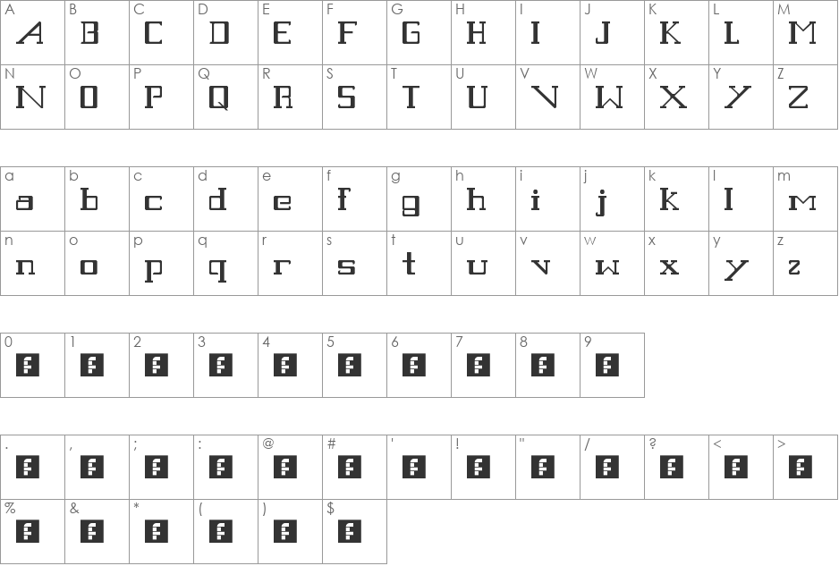 Cheerbot font character map preview