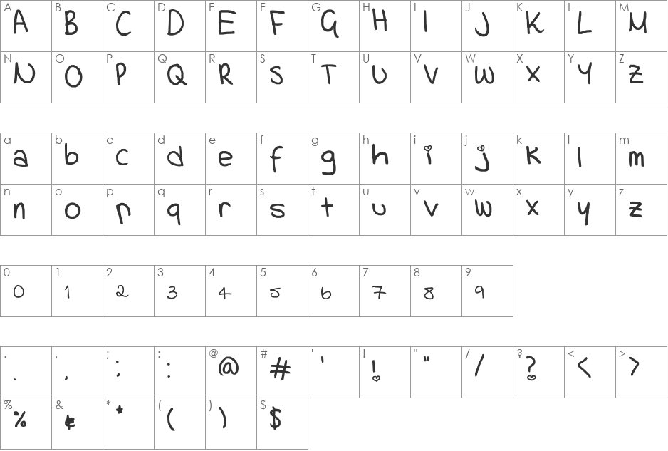 cheerleader font character map preview
