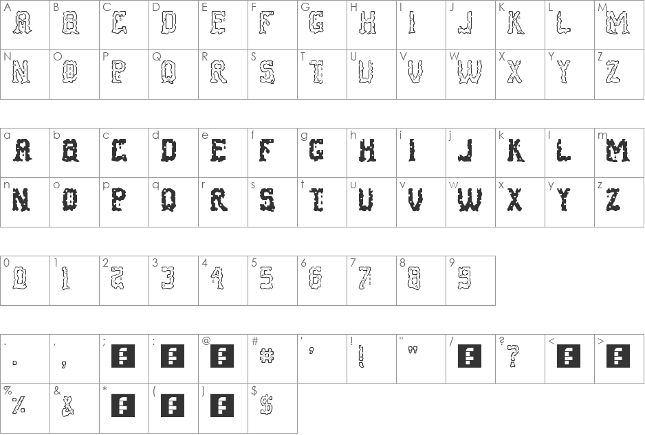 Cheese Fontdue font character map preview