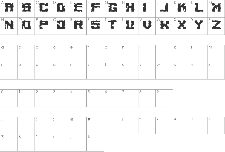 Cheesey font character map preview