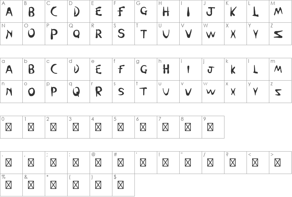 ChellaType font character map preview