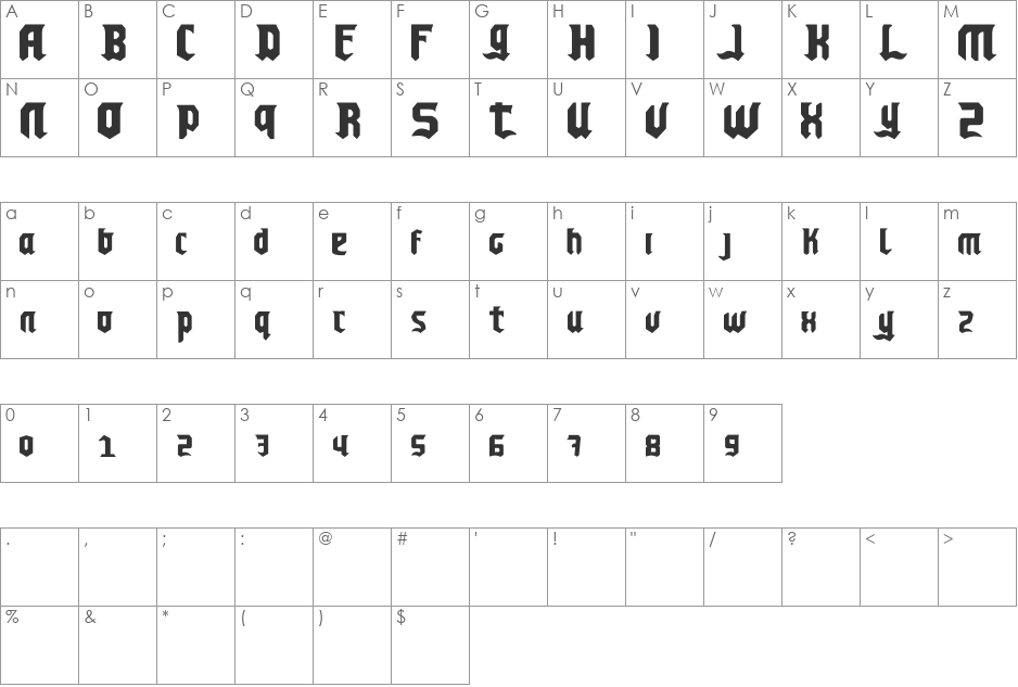 Chello Playah font character map preview