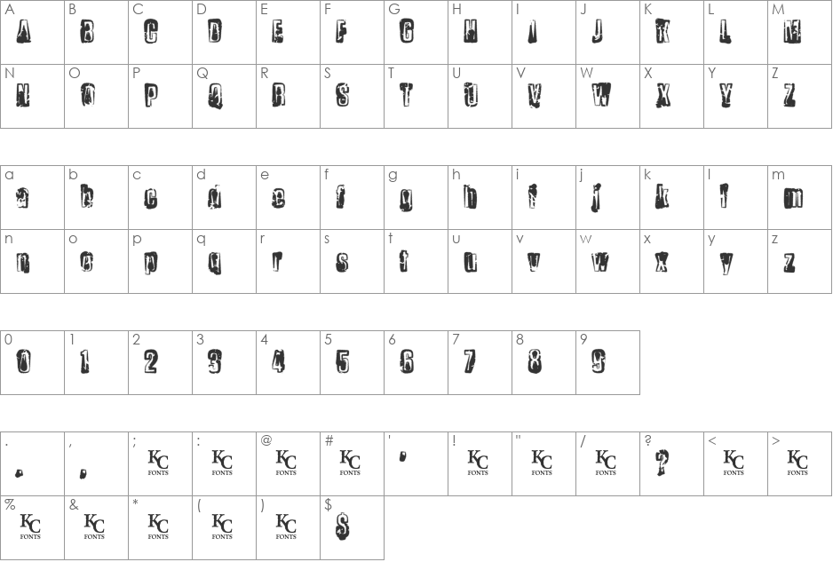 Chemical Reaction font character map preview