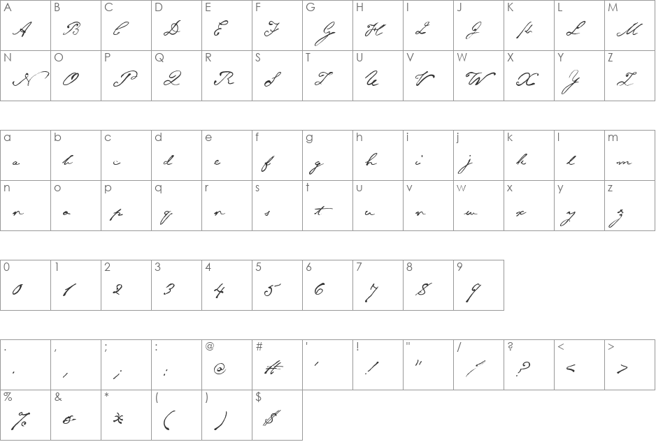 AL Gettysburg font character map preview