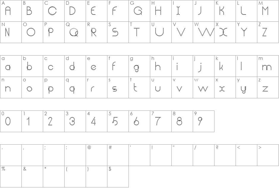 Chempaka Ranting Outline font character map preview