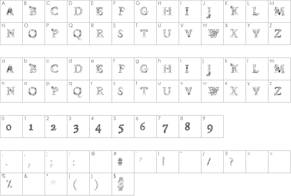 Chentenario font character map preview