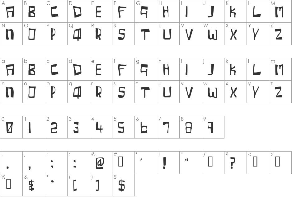 Cherry Coke font character map preview