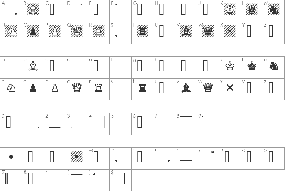 Chess Cases font character map preview