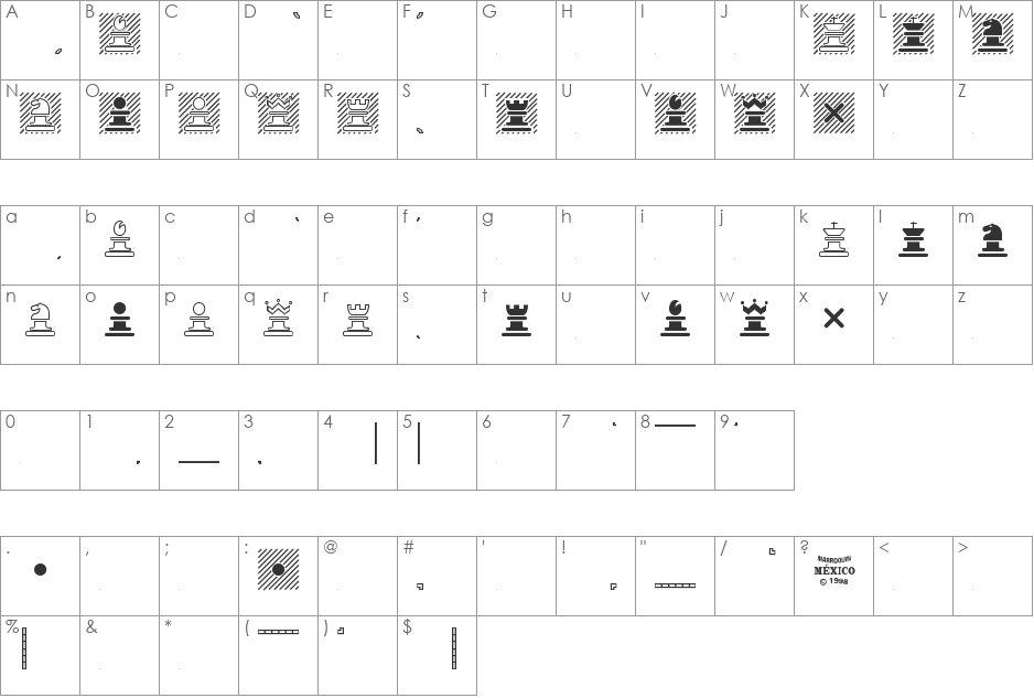 Chess Marroquin font character map preview