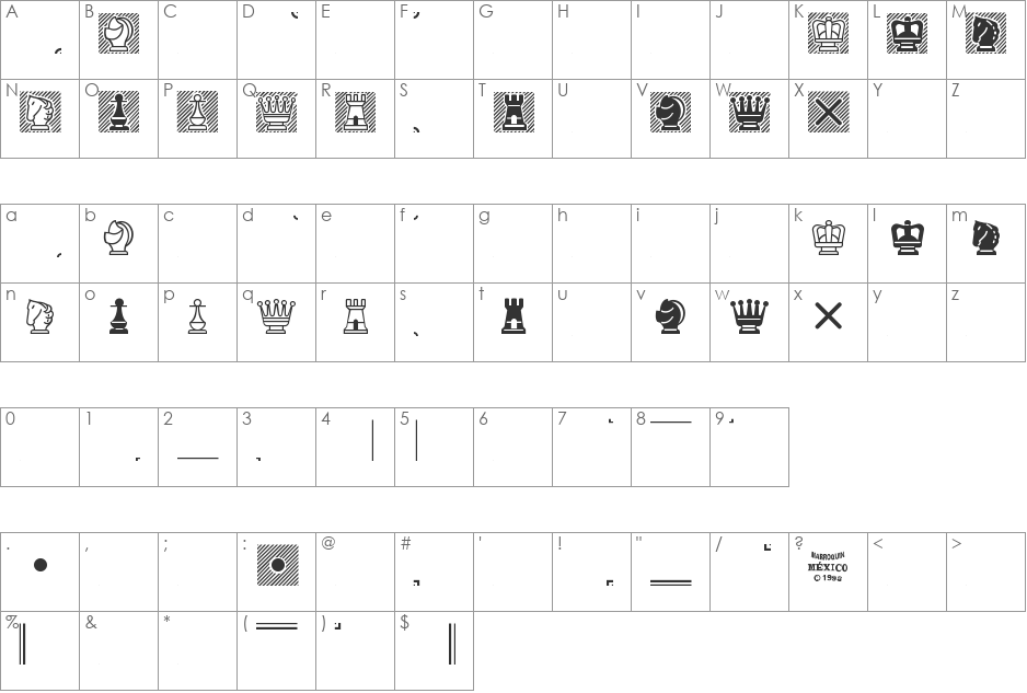 Chess Mediaeval font character map preview