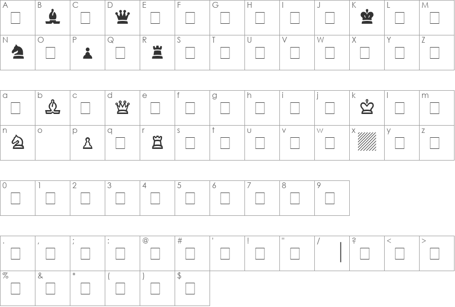 Chess SSi font character map preview