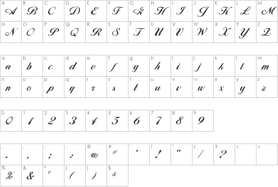 AL Libretto font character map preview