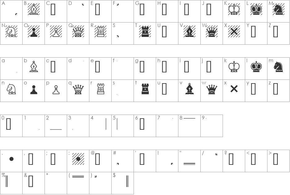 Chess-7 font character map preview