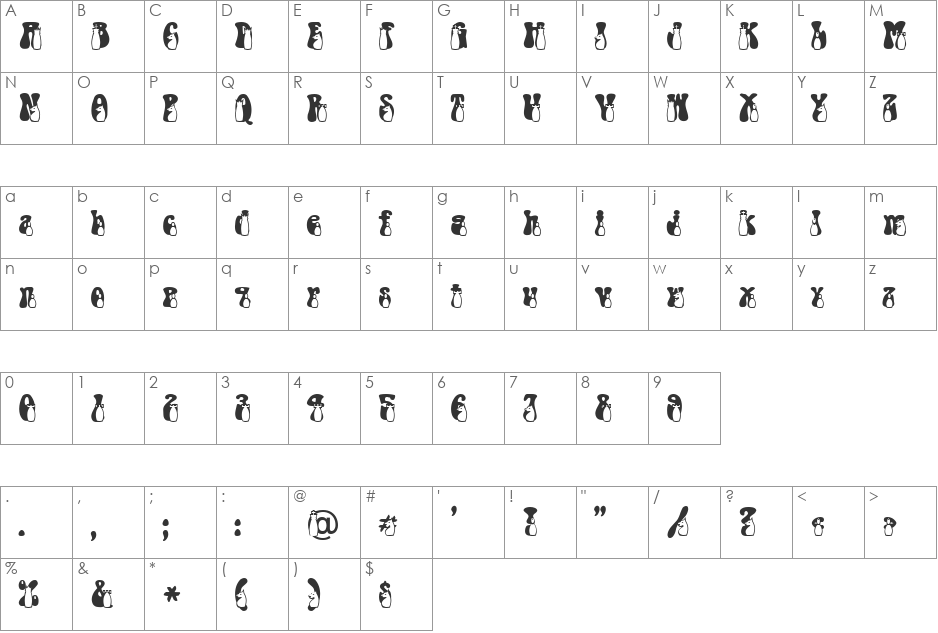 ChessManBlack Becker font character map preview