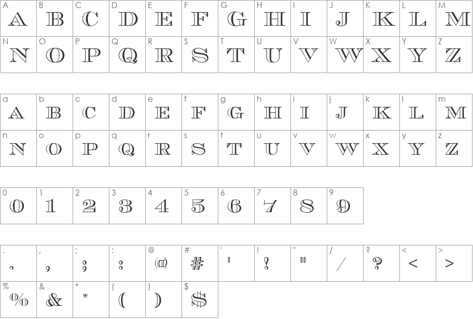 Chevalier Becker Open Discaps font character map preview