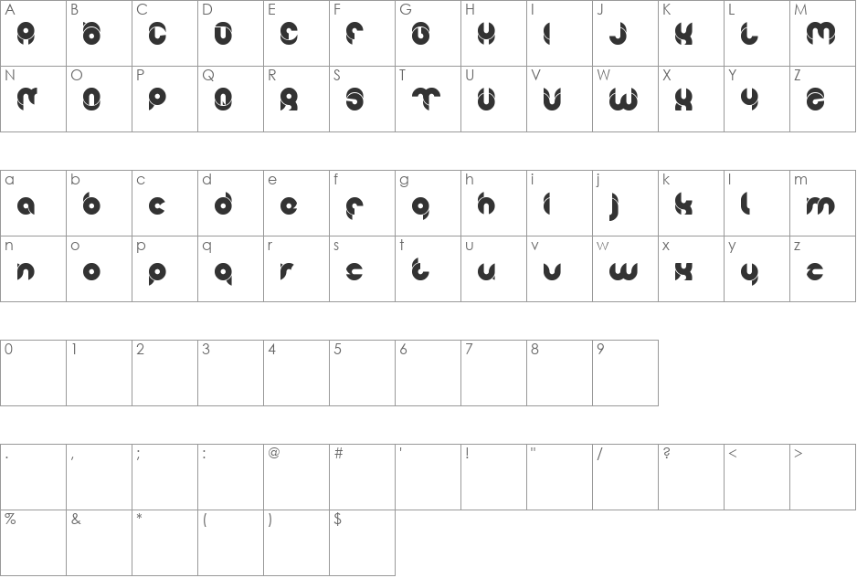 chewedkandi font character map preview