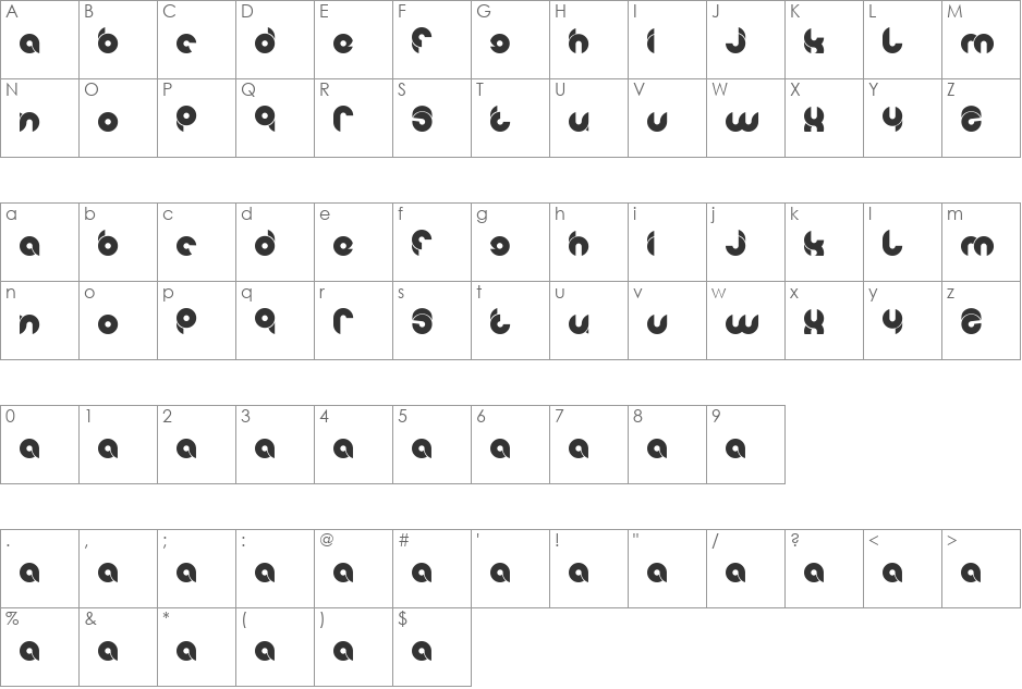 ChewedKandi font character map preview
