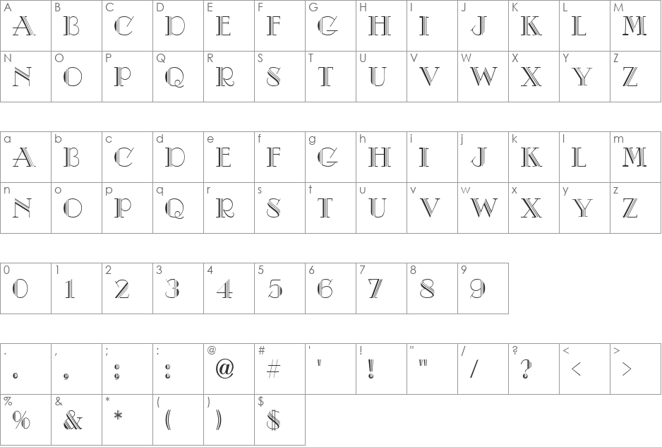 Chic font character map preview