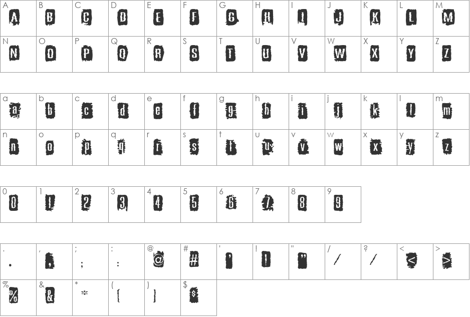 AL Outloud font character map preview