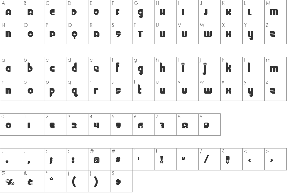Chick font character map preview