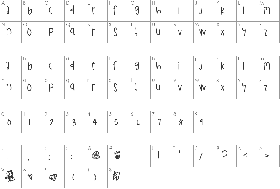 ChickenAndWaffles font character map preview