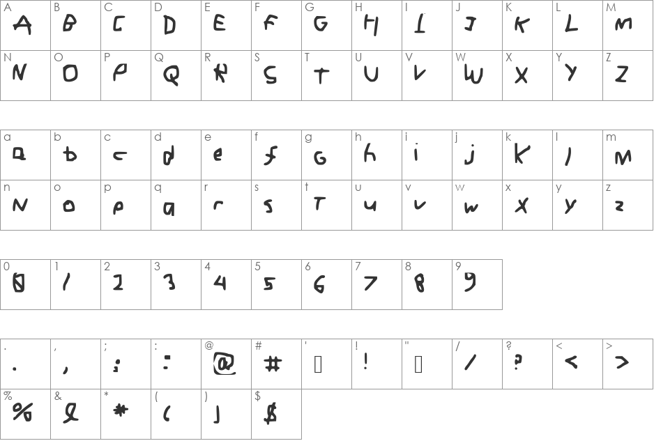 Chicken_Scrabble font character map preview